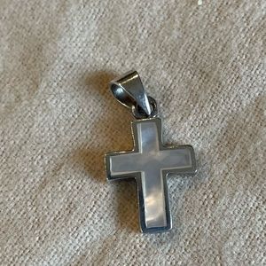 Sterling Silver  and Mother of Pearl Cross Pendant